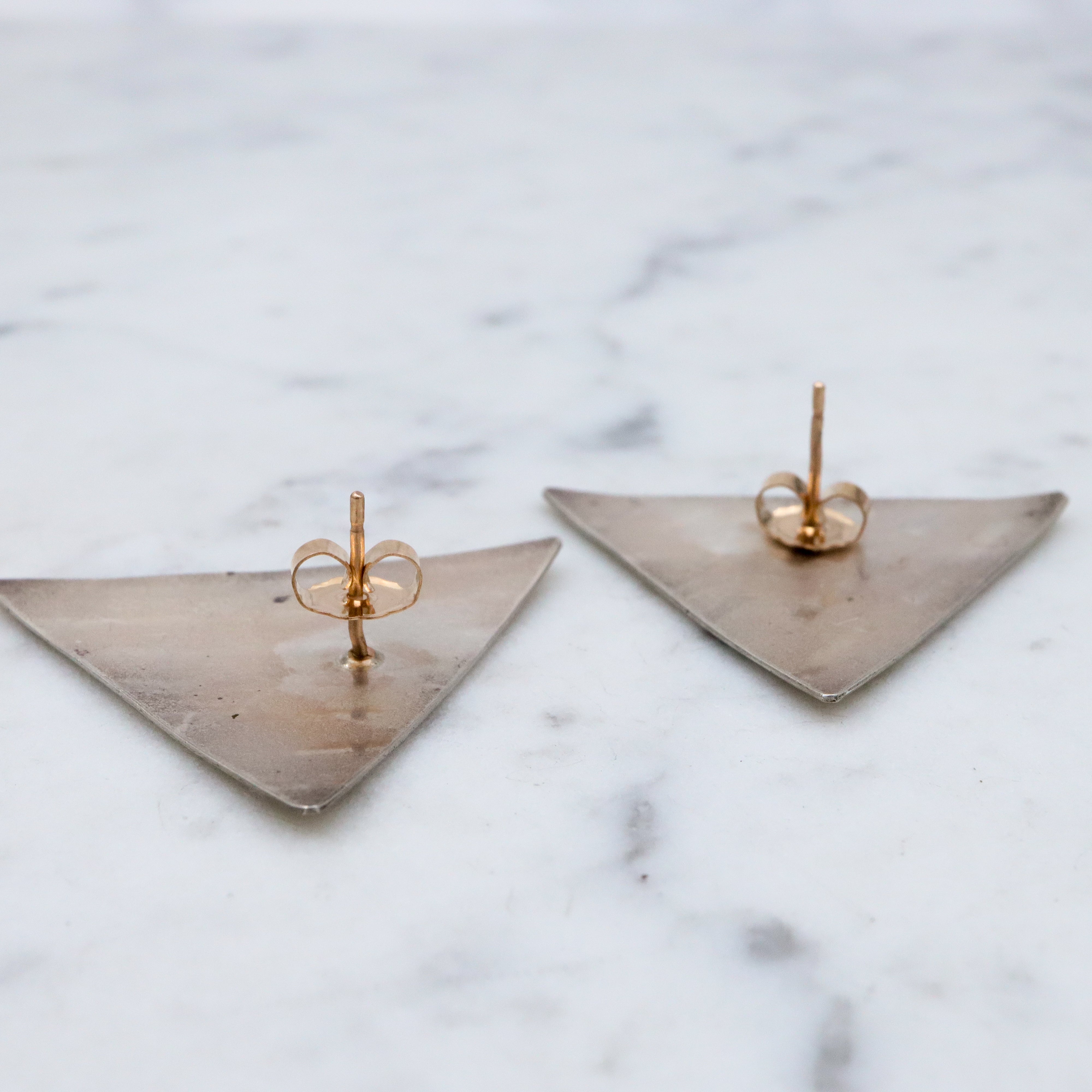 Retro studio artist 18k gold plated sterling silver triangle earrings